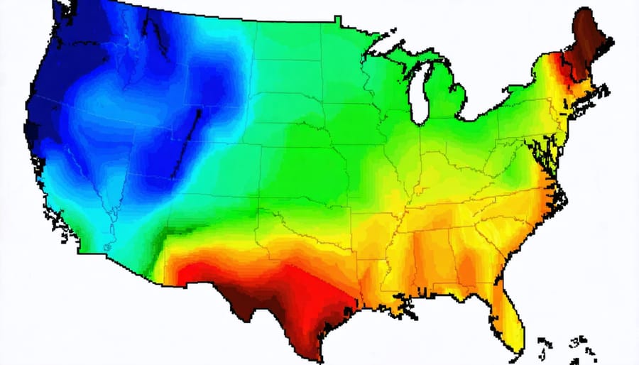 USDA Hardiness Zone 6 map highlighting regions with winter temperatures between -10°F and 0°F