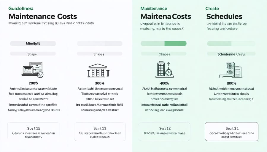Visual chart comparing annual maintenance requirements and costs between vinyl and wood sheds