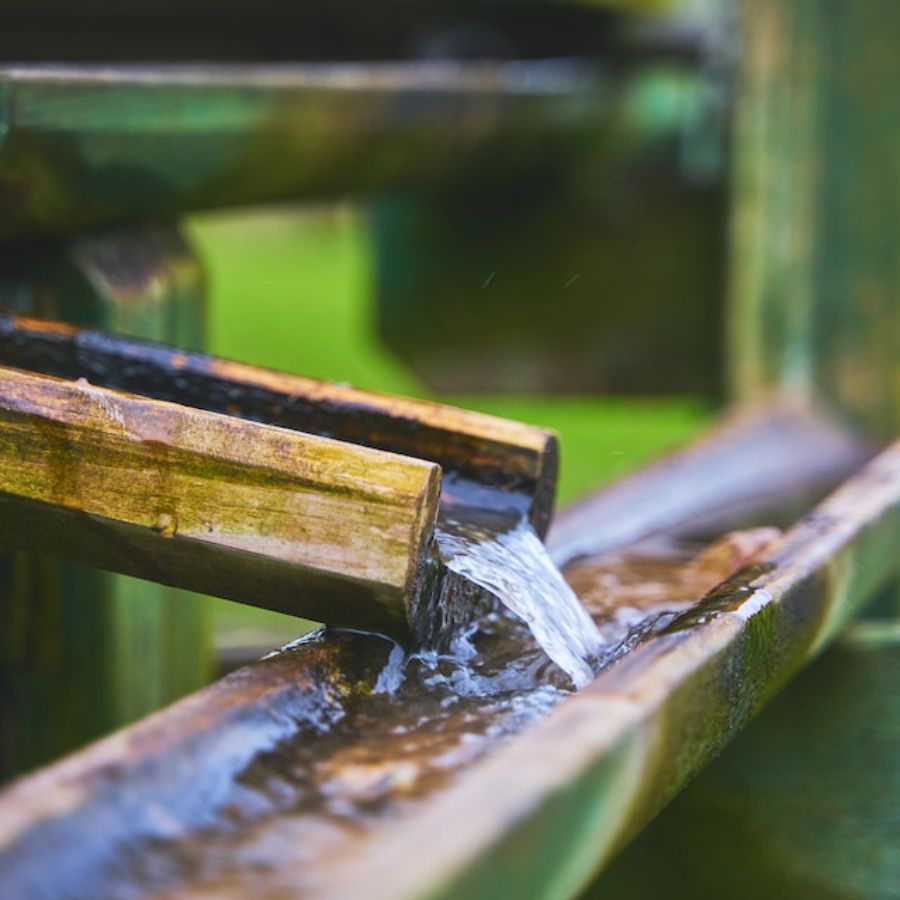 water gushing down gutters