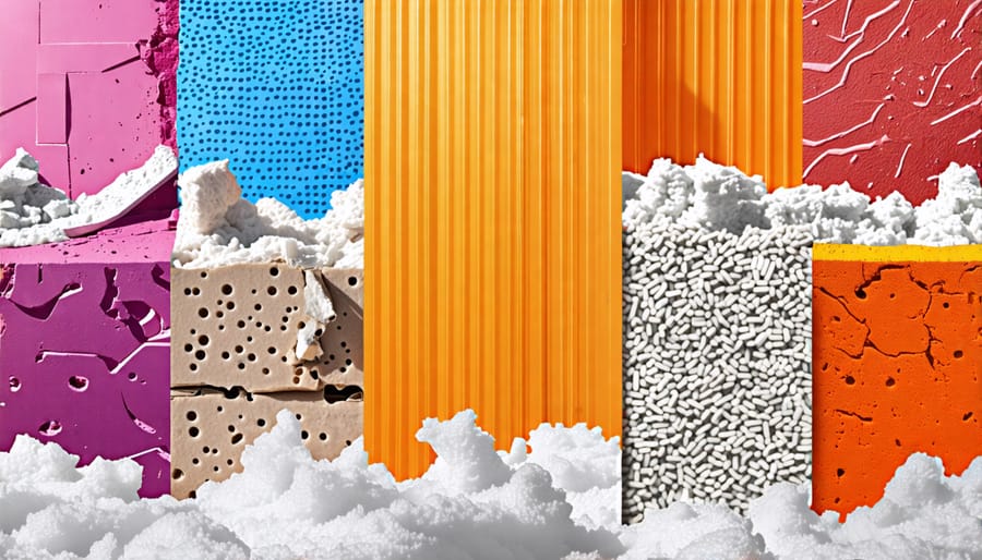 Examples of various methods for installing free insulation materials in a shed