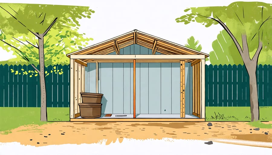 Diagram outlining the shed preparation process prior to installing insulation