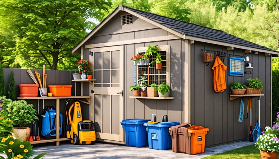 Examples of storage solutions to maximize space in a shed