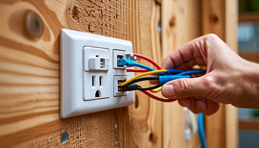 Wiring a power receptacle outlet in a shed