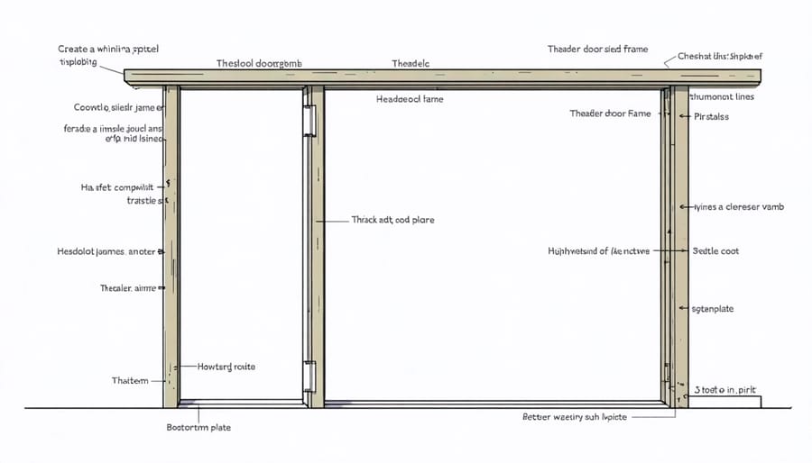 Labeled diagram of shed door frame components and their assembly order