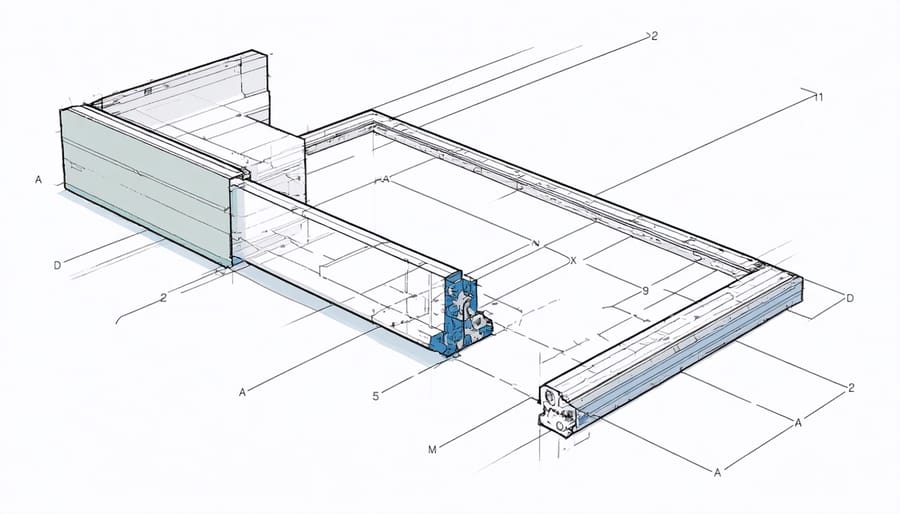 Detailed technical illustration of California corner framing components and assembly sequence