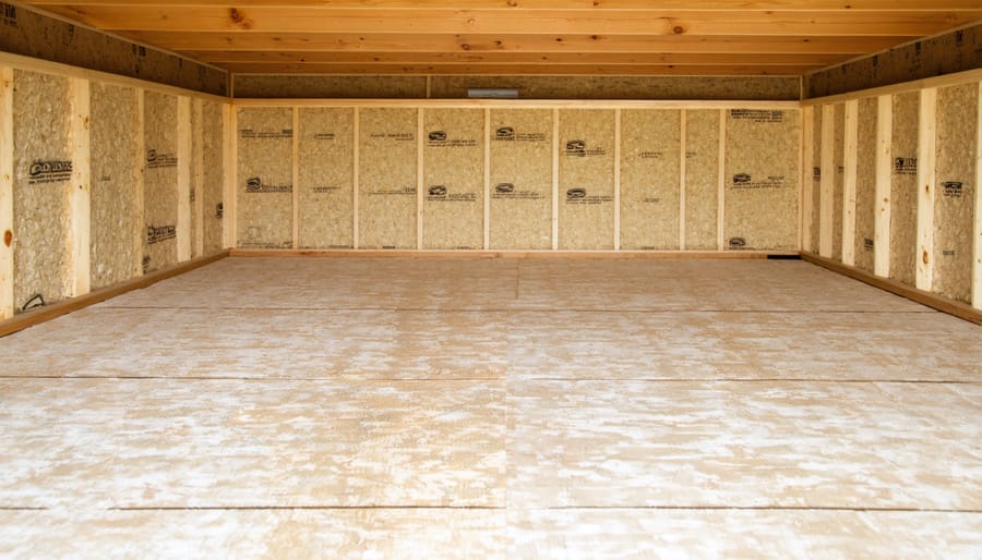 Side-by-side comparison of uninsulated and fully insulated shed floor