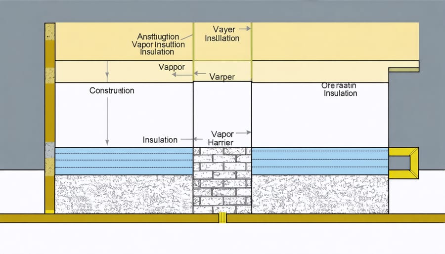 Cross-sectional diagram illustrating different layers of shed wall insulation and weatherproofing