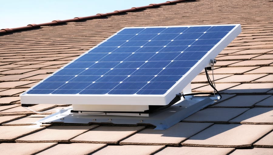 Installation sequence of a solar-powered ventilation system for a shed