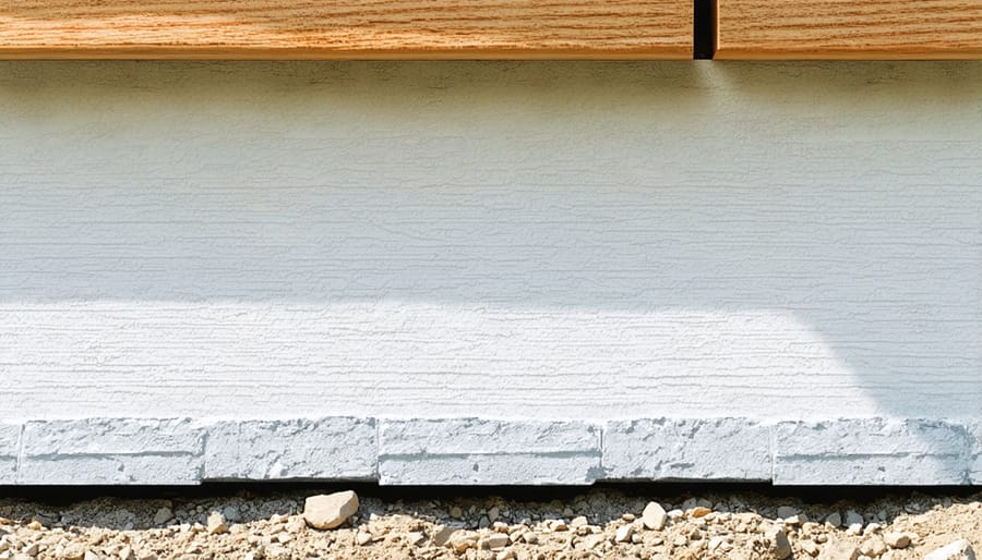 Sequential photos demonstrating weather-resistant shed foundation installation process