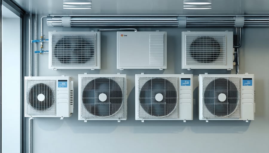 Climate control equipment and monitoring systems inside an attached greenhouse