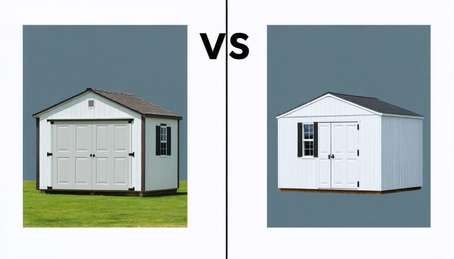 Infographic comparing construction timeline between traditional and modular shed building methods