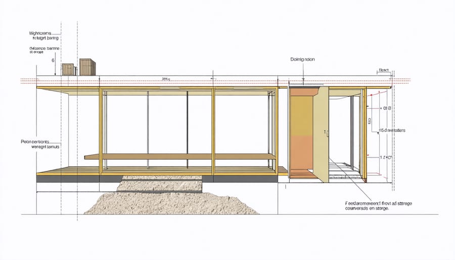 Technical diagram showing shed structural reinforcement points for heavy storage