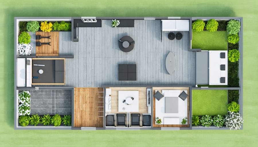 Floor plan diagram showing multiple layout configurations for a 6x8 storage shed