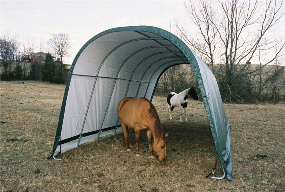 Shelterlogic 12' x 24' Round Style Run-In Shelter, Green Cover