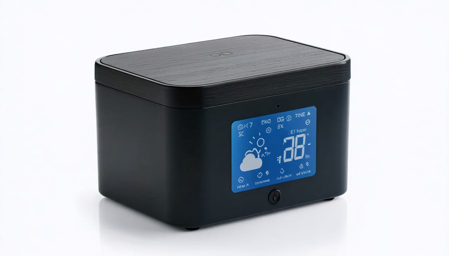 High-tech outdoor storage box with LED display and smartphone connectivity
