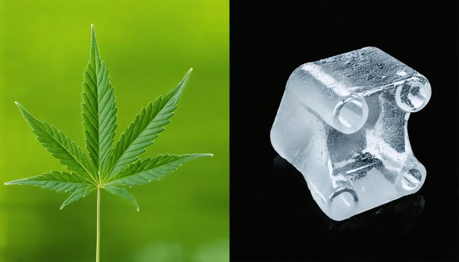 Comparison showing hemp plastic biodegrading naturally while traditional plastic remains intact