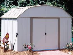 Arrow Lexington, 10x8, Electro Galvanized Steel, Taupe / Eggshell, Gambrel Gable, 62" Wall Height, Sliding Doors