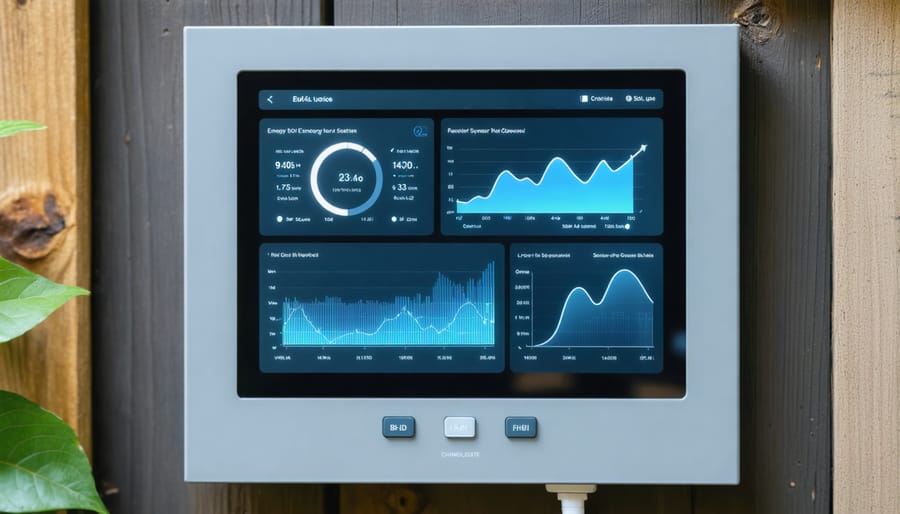 Digital interface of an energy monitoring system displaying power consumption data