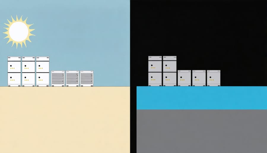 Side-by-side comparison of storage materials under hot and cold conditions
