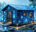 Conceptual illustration of a futuristic shed under AI surveillance, with network lines and various smart sensors symbolizing predictive maintenance technology.
