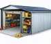 "Illustration of a storage shed transformed into an emergency shelter, featuring reinforced walls, solar panels, and emergency supplies."