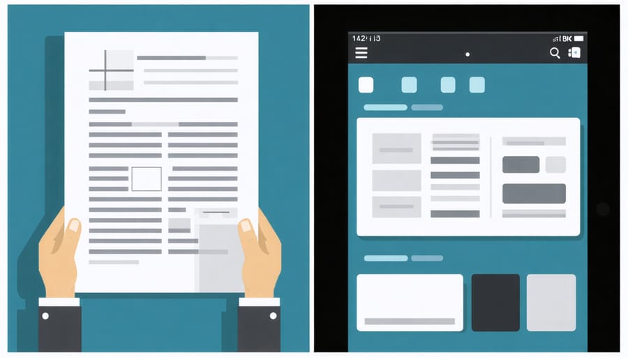 Side-by-side comparison of traditional paper clipboard tracking versus modern digital yard management system on tablet