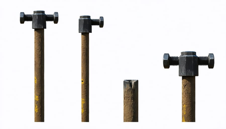 Installation process of a shed ground anchor system with numbered steps