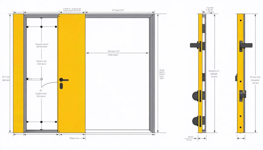 Detailed diagram showing proper installation measurements and anchor points for shed security locks