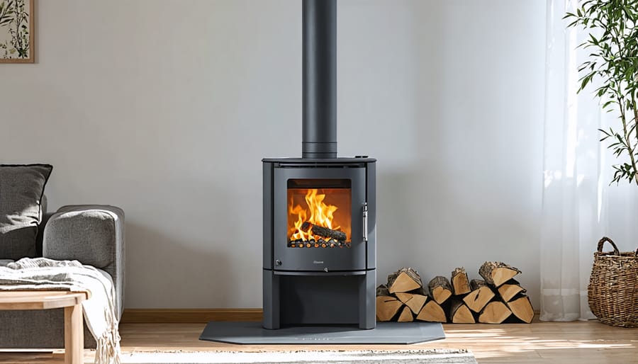 Eco-friendly pellet stove showcasing modern design elements and sustainable heating technology