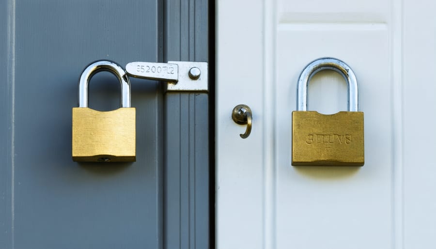 Side-by-side comparison of a basic shed lock and a heavy-duty security padlock