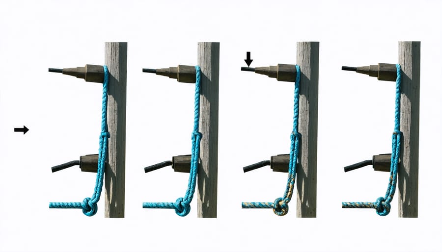 Installation stages of a U-anchor showing proper alignment, drilling, and securing