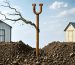 Conceptual image of a U-anchor deeply embedded in the ground, symbolizing robust shed stability against strong winds.