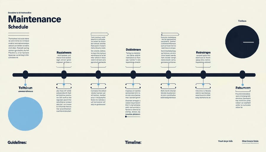 Visual timeline showing recommended maintenance intervals for different types of shed floor UV protection