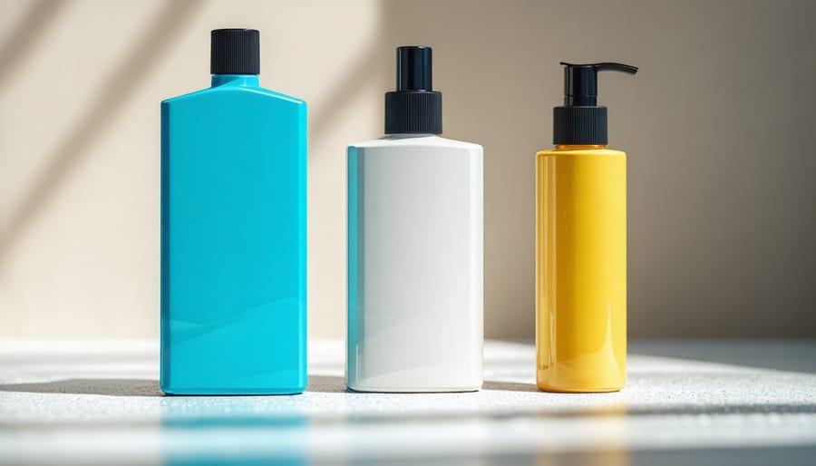 Various UV-resistant epoxy coating products and application tools arranged on a workbench