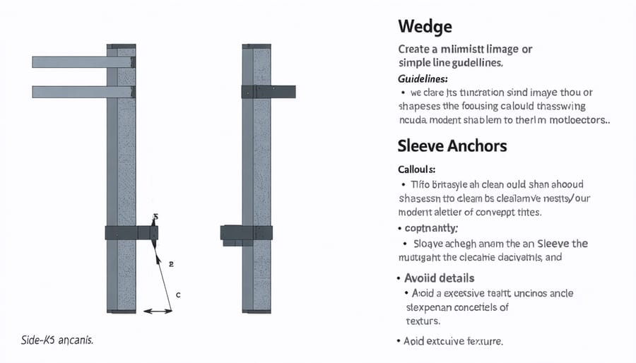 Diagram comparing wedge anchors and sleeve anchors with labeled parts