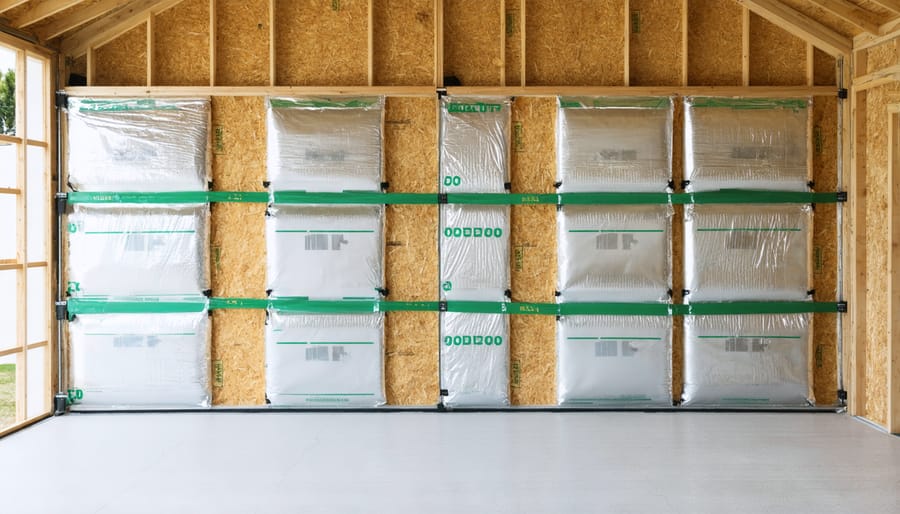 Installation process of outdoor insulation wrap showing measuring, cutting, and securing steps