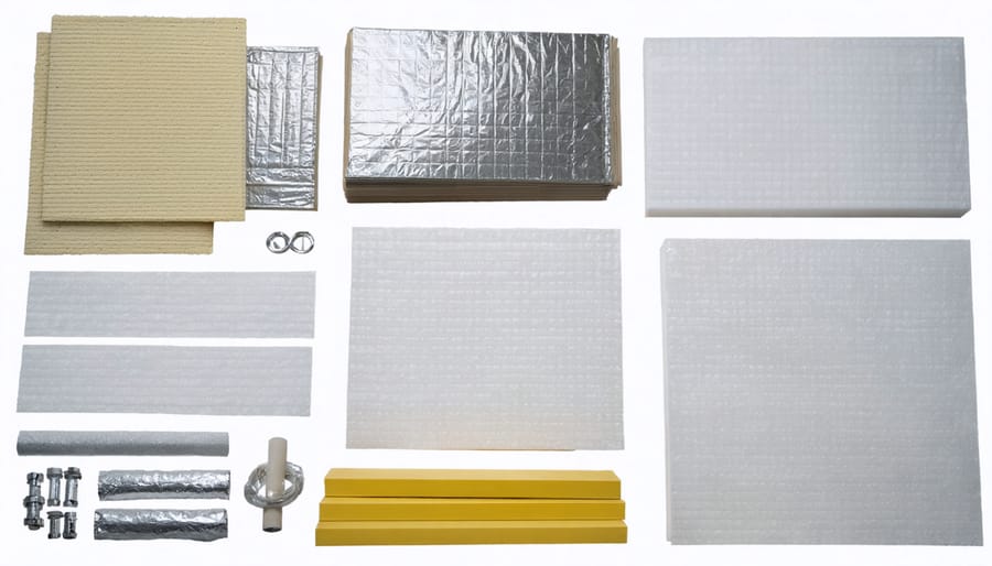 Display of different insulation materials suitable for metal sheds
