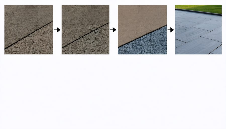 Professional applying waterproof membrane to shed foundation with proper tools and techniques