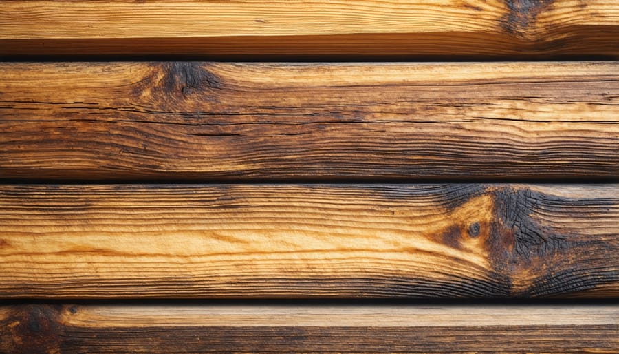 Person applying natural wood preservative to outdoor wooden structure