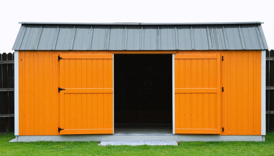Professional installation sequence of a storage shed from foundation to finishing touches