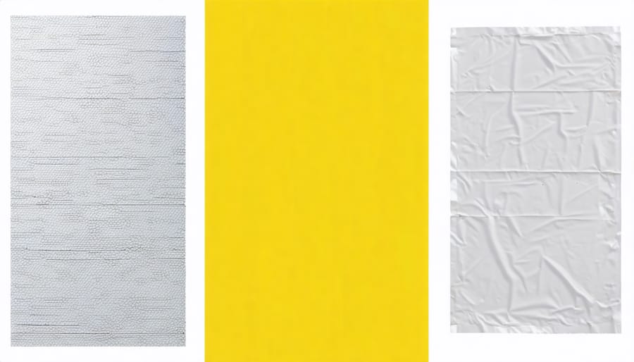 Various vapor barrier materials showing different thicknesses and qualities