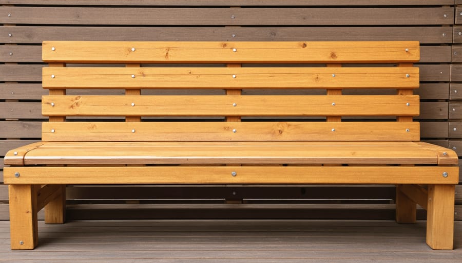 Person applying UV-protective sealant to wooden patio furniture with brush