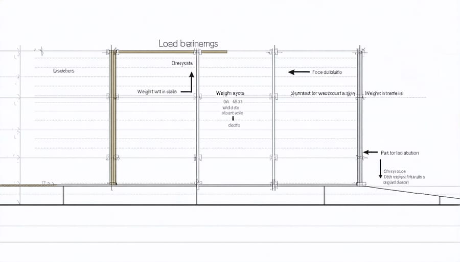 Diagram illustrating how weight and forces are distributed through a load-bearing masonry wall