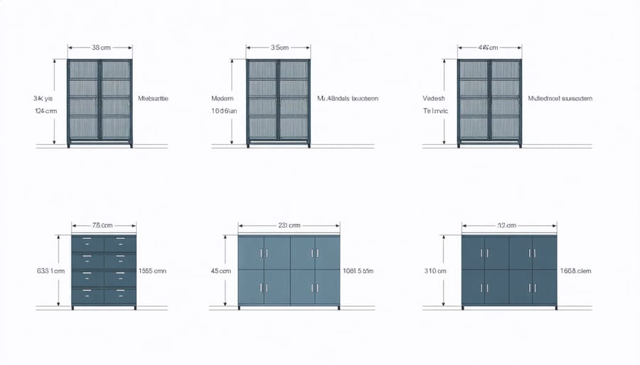 Infographic of modular storage system configurations and dimensions