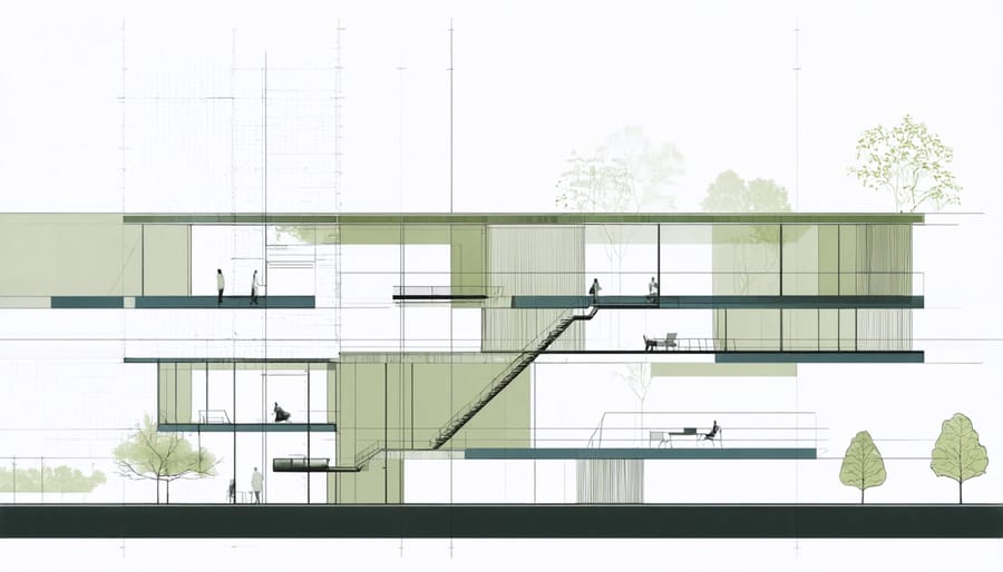 Cross-section illustration of shed design highlighting airflow patterns and window placement