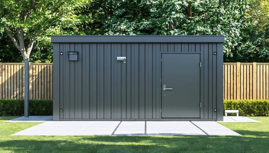 Smart storage shed equipped with IoT security and monitoring devices