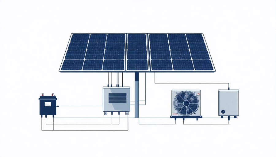 Technical illustration of solar vent components and how they work together