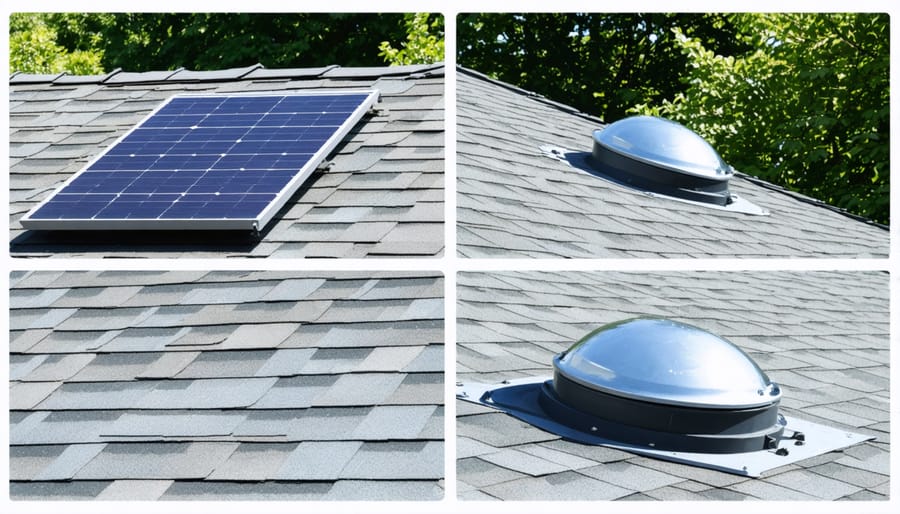 Installation sequence of solar-powered vent on storage shed roof