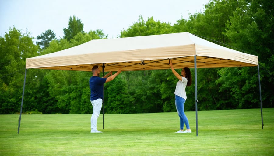 Step-by-step demonstration of quick Z Shade canopy setup process
