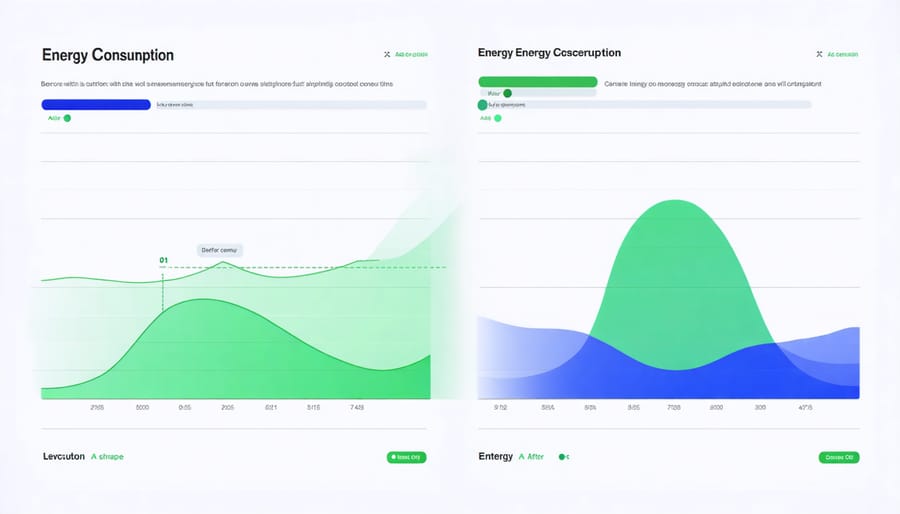 Comparative chart displaying energy savings achieved through AI management